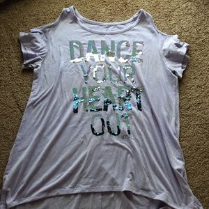 Justice Flip Sequined Cold-shoulder Top